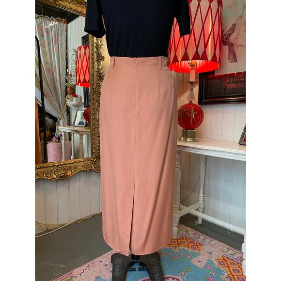 1990s talbots high waist pencil skirt apricot rayon belt loops med 29 timeless - Picture 7 of 8